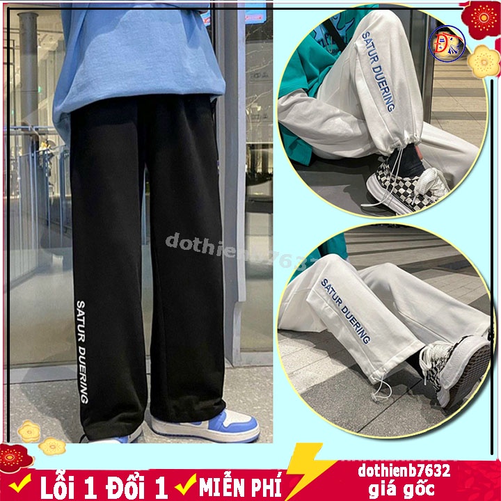 Quần Ổng Rộng Nam Nữ Unisex ⚡️ MẪU HÓT ⚡️ Jogger Thêu Chữ Có Dây Rút Ở Gấu  Vải Mịn Năng Động Trẻ Trung