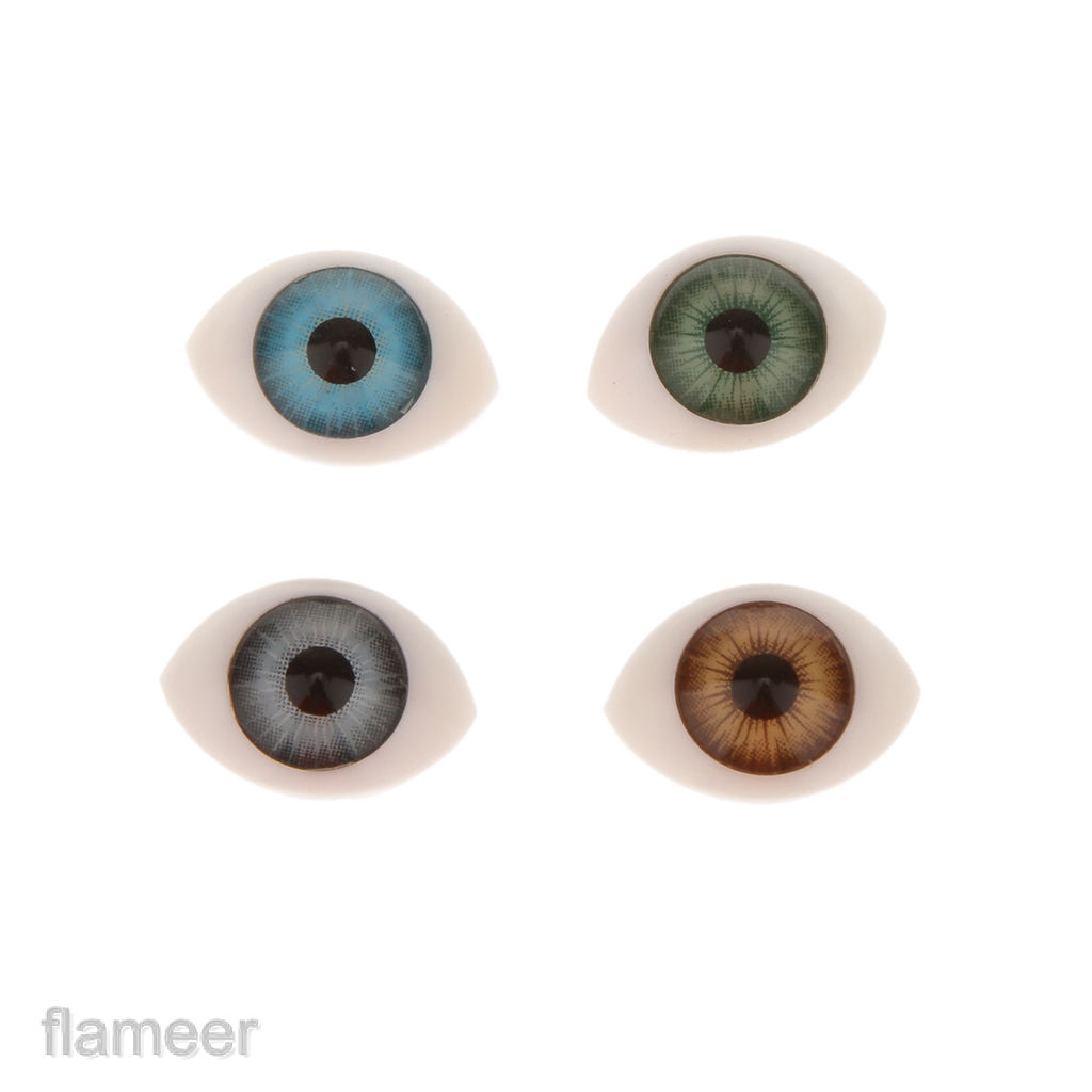 Set 4 Cặp Mắt Nhựa Hình Oval 9mm 4 Màu Sắc Tùy Chọn Dành Cho Búp Bê