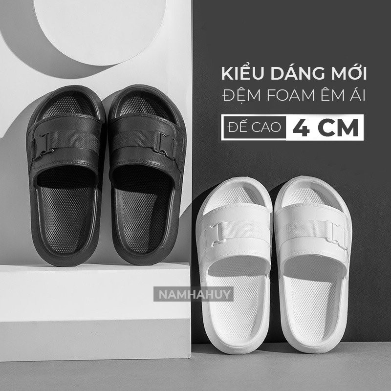 Dép quai ngang nam nữ đai khóa đế cao 4cm hàng cao cấp