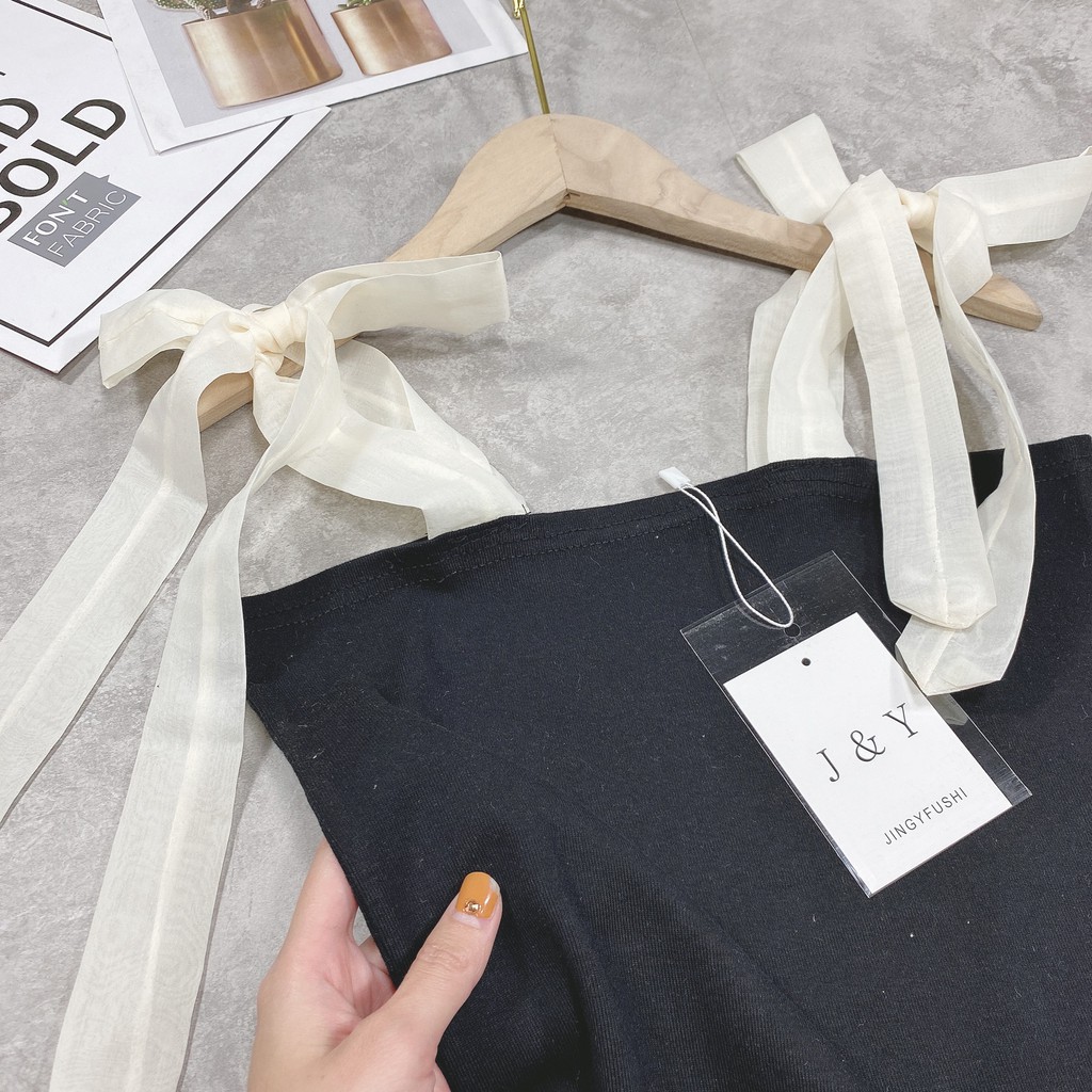 [Mã FAMAYWA giảm 10K đơn 50K] ÁO 2 DÂY THẮT NƠ TRẮNG, ÁO QUÂY NGỰC BUỘC VAI NƠ REN KIỂU. | BigBuy360 - bigbuy360.vn