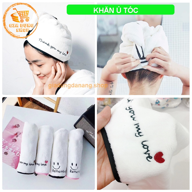 Khăn Ủ Tóc Quấn tóc Siêu Thấm Nhanh Khô Vải Cotton Mềm Mại