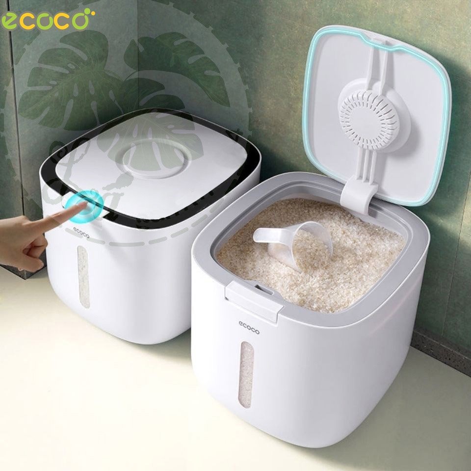 Thùng Đựng Gạo Thông Minh ECOCO 10KG Tặng Kèm Cốc Đong - Chống Ẩm Mốc Chống Mối Mọt - Chính Hãng