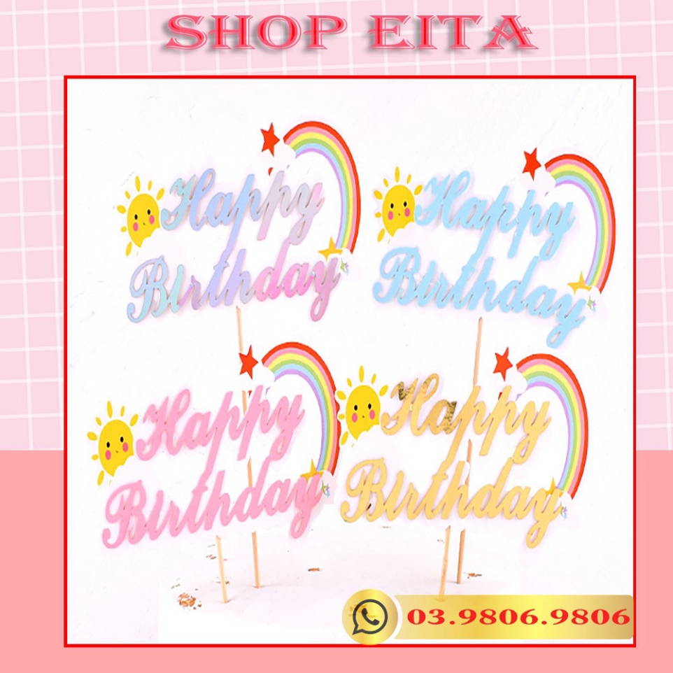 Set 2 khung chữ happybirthday  trang trí bánh kem, trang trí bánh sinh nhật