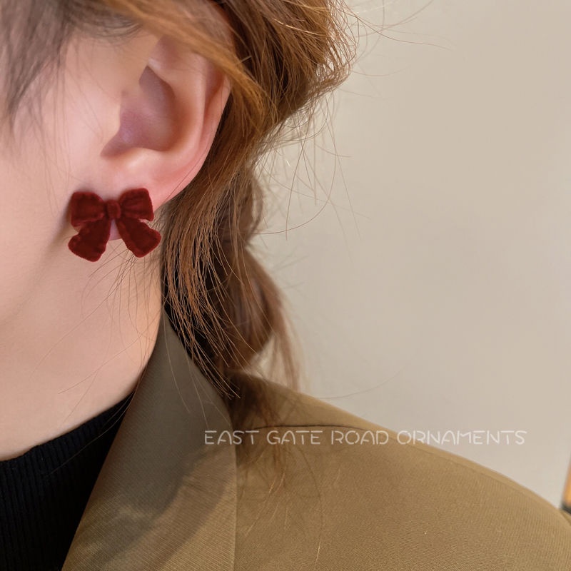 Bông Tai Hình Nơ Bằng Nhung Thời Trang Thu Đông Mới 2022 Cho Nữ