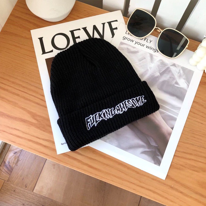 Mũ Hóa Trị Phong Cách Punk Âu Mỹ Mũ Len Phối Chữ Thêu Phong Cách Hip Hop Cá Tính