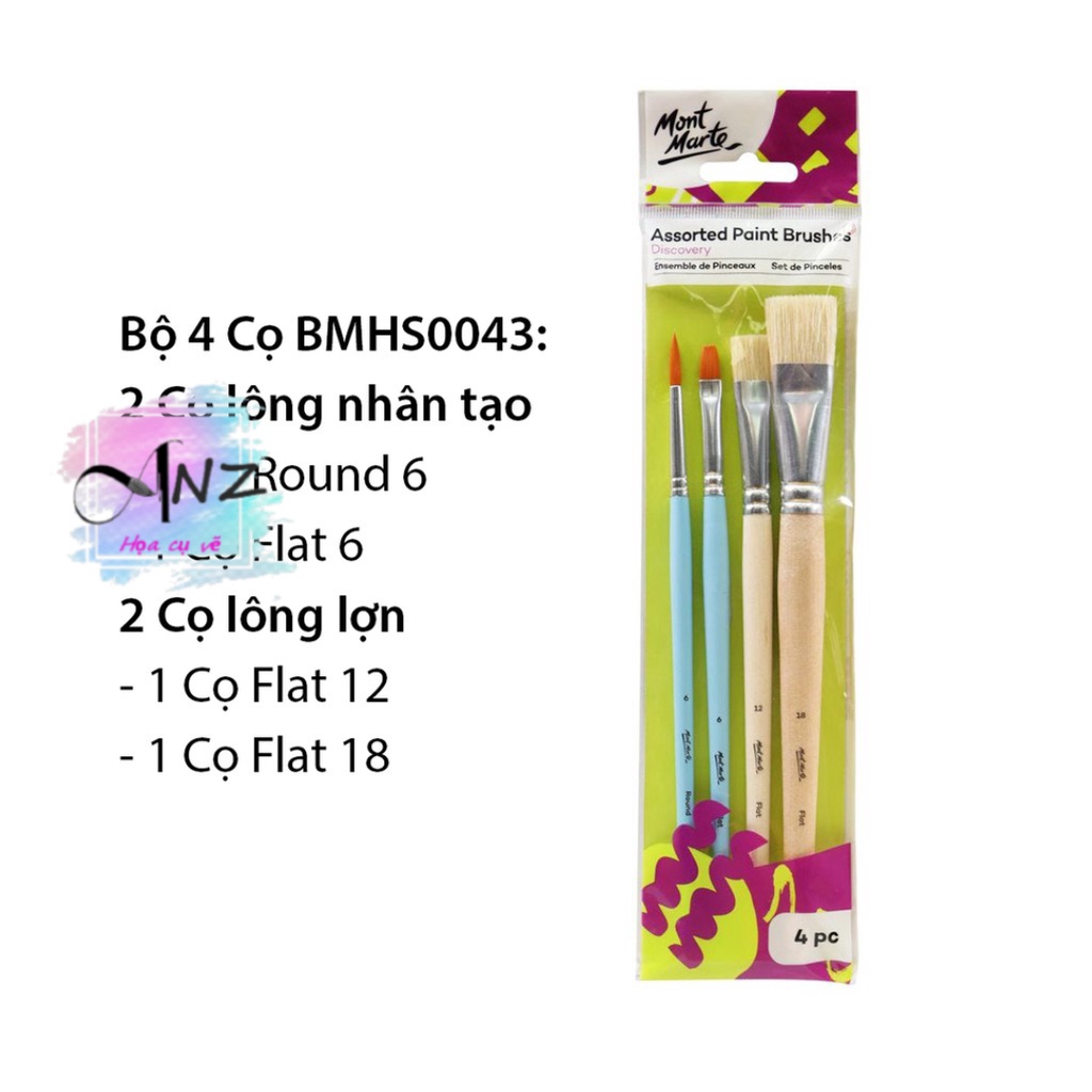 Bộ Cọ Vẽ Màu Acrylic, Màu Nước, Màu Gouche, Sơn Dầu Mont Marte-LAM