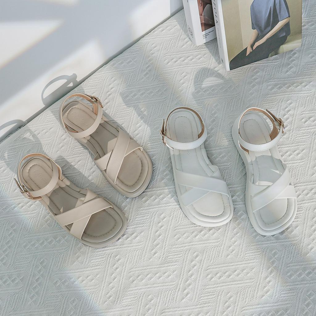 Giày sandal nữ quai chéo Museum Buckled đế bằng dép bánh mì thời trang bAimée & bAmor - MS3048