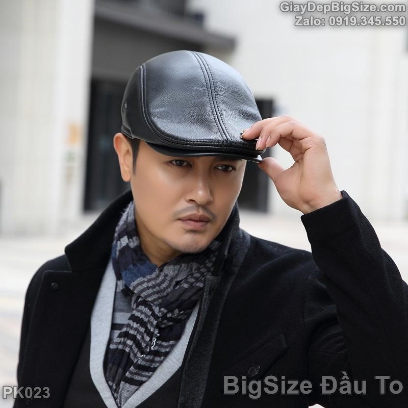 Mũ nồi da thật, nón beret big size cỡ lớn cho nam đầu to (chu vi 61-63cm)