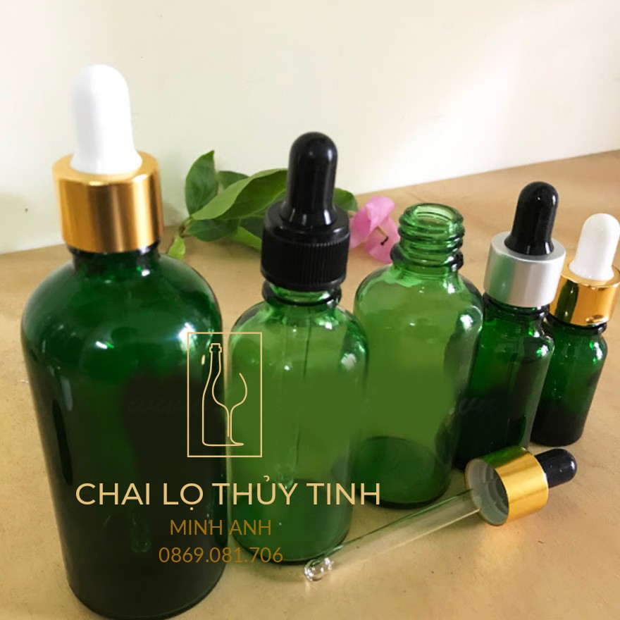 [Giá sỉ chỉ từ 4k]Lọ thủy tinh xanh lá đầu bóp- [SIÊU BỀN]-  [5ml 10ml 15ml 20ml 30ml 50ml 100ml]