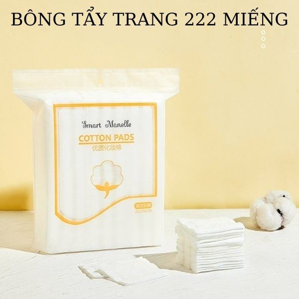 BÔNG TẨY TRANG COTTON PADS 222 miếng Bông tẩy trang 3 lớp túi zip tiện lợi BTT