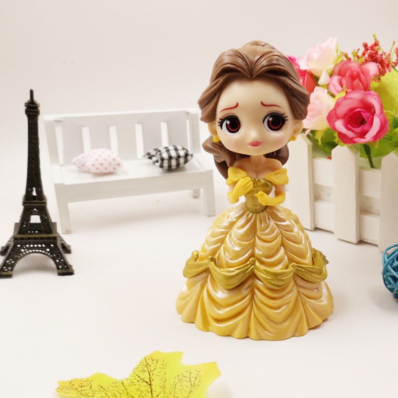 Búp bê công chúa Belle Váy Vàng nhựa nhẹ trang trí bánh kem, bánh sinh nhật, làm đồ chơi cho bé