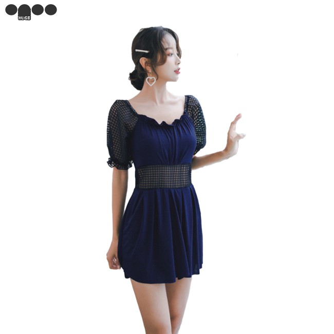 Đồ Bơi Nữ Một Mảnh Tay Ngắn Màu Trơn | BigBuy360 - bigbuy360.vn