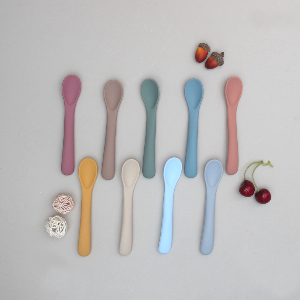 Thìa silicone, muỗng ăn dặm cho bé 5m+ (loại mới nhỏ và mềm hơn)
