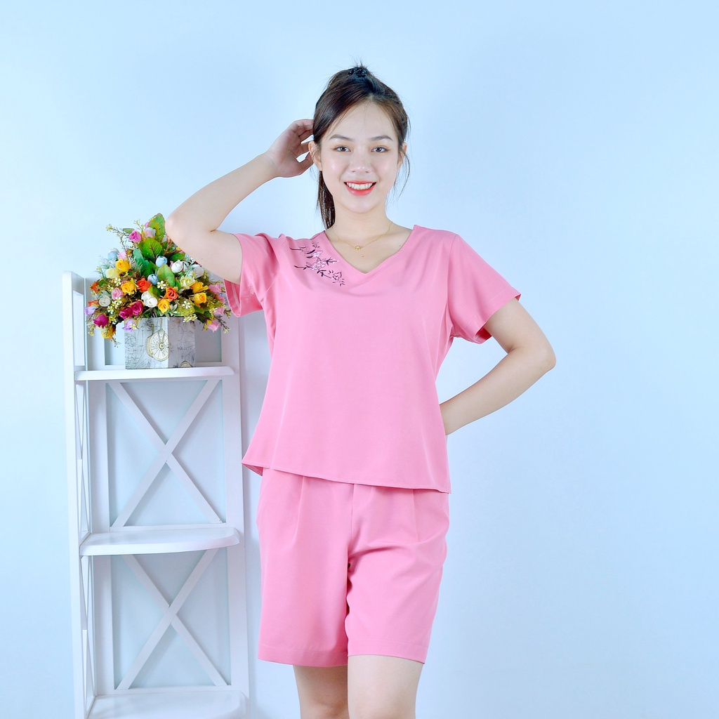 Bộ đồ nữ MÀU HỒNG ĐẬM IN HOA VAI SIÊU XINH   - vải lụa cao cấp - Cực Kì Sang Chảnh - Qúy phái