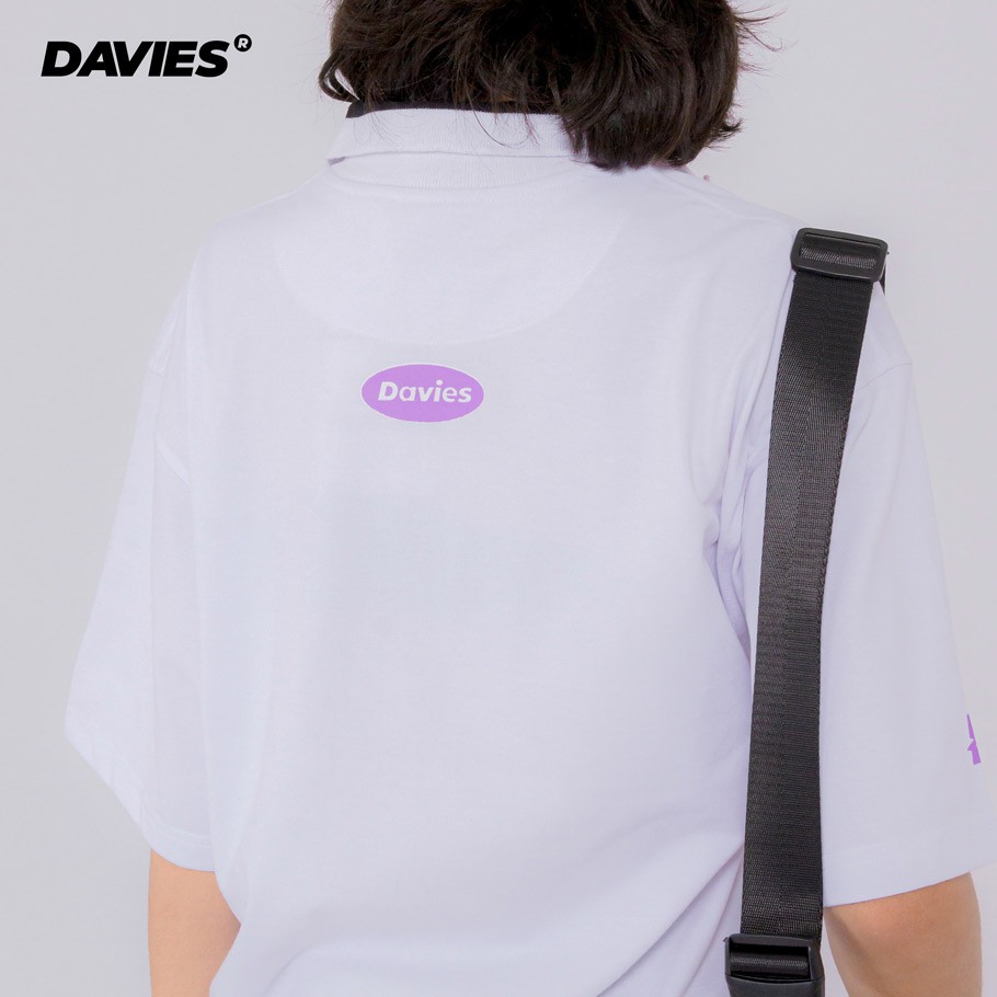 Áo polo nữ form rộng tay lỡ màu trắng DAVIES Devil Say Hi local brand DAVIES