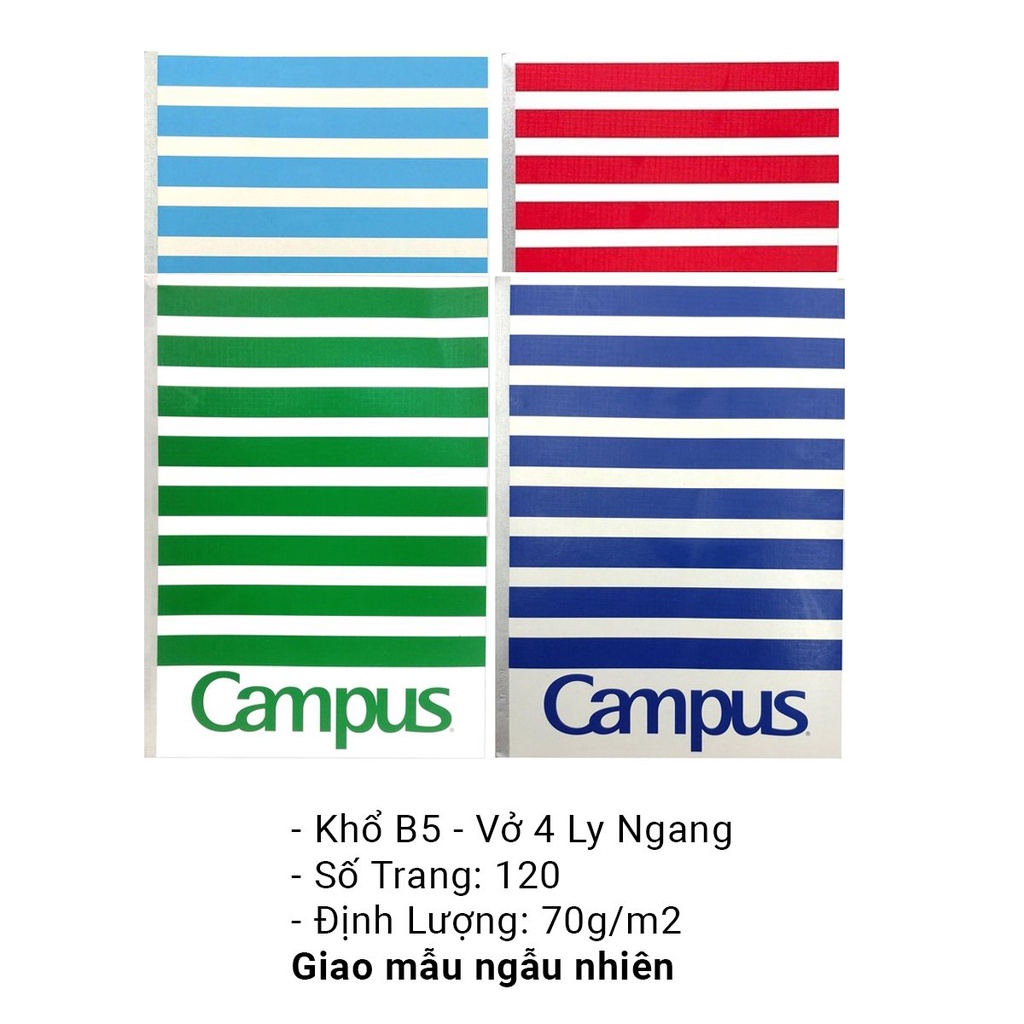 Vở Campus 4 Ly Ngang Khổ B5 120 Trang