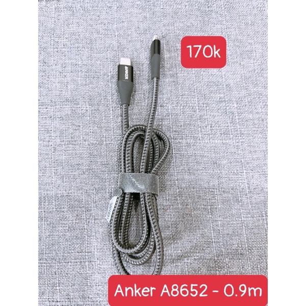 (Chinh Hang) Cáp Type C  Lightning MFI 0.9/1.8m Anker PowerLine+ II A8652/5612/5613