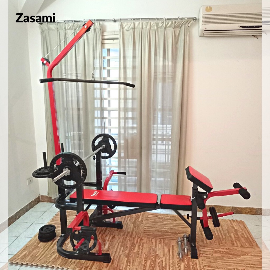 Giàn Tạ Đa Năng ZASAMI SGT-8210PLUS Tích hợp 10 chức năng kèm 50kg tạ gang, 1 đòn 1m5, 50kg tạ gang