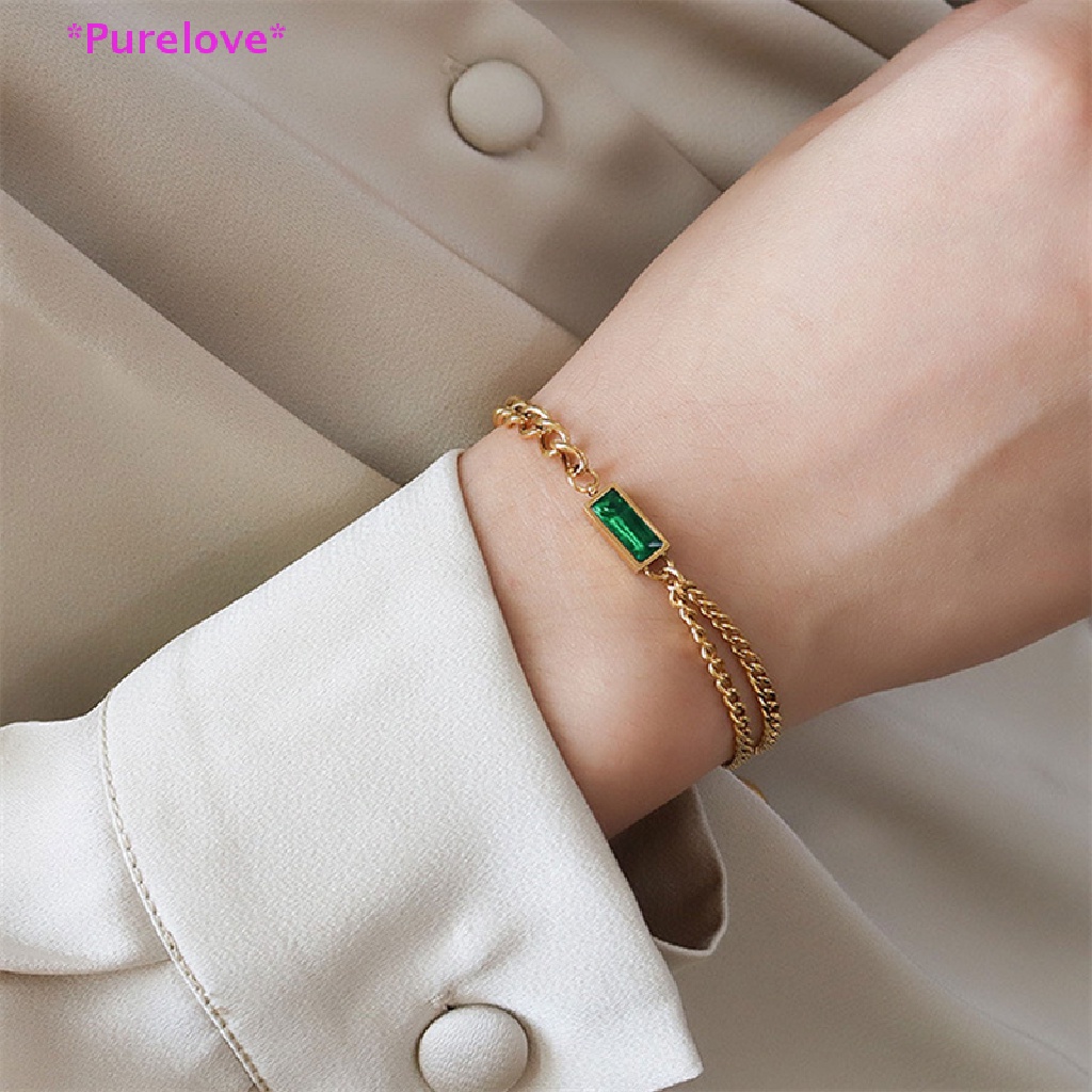 Dây Chuyền Choker Dày Đính Đá Zircon Màu Xanh Lá Cây Thời Trang Mới
