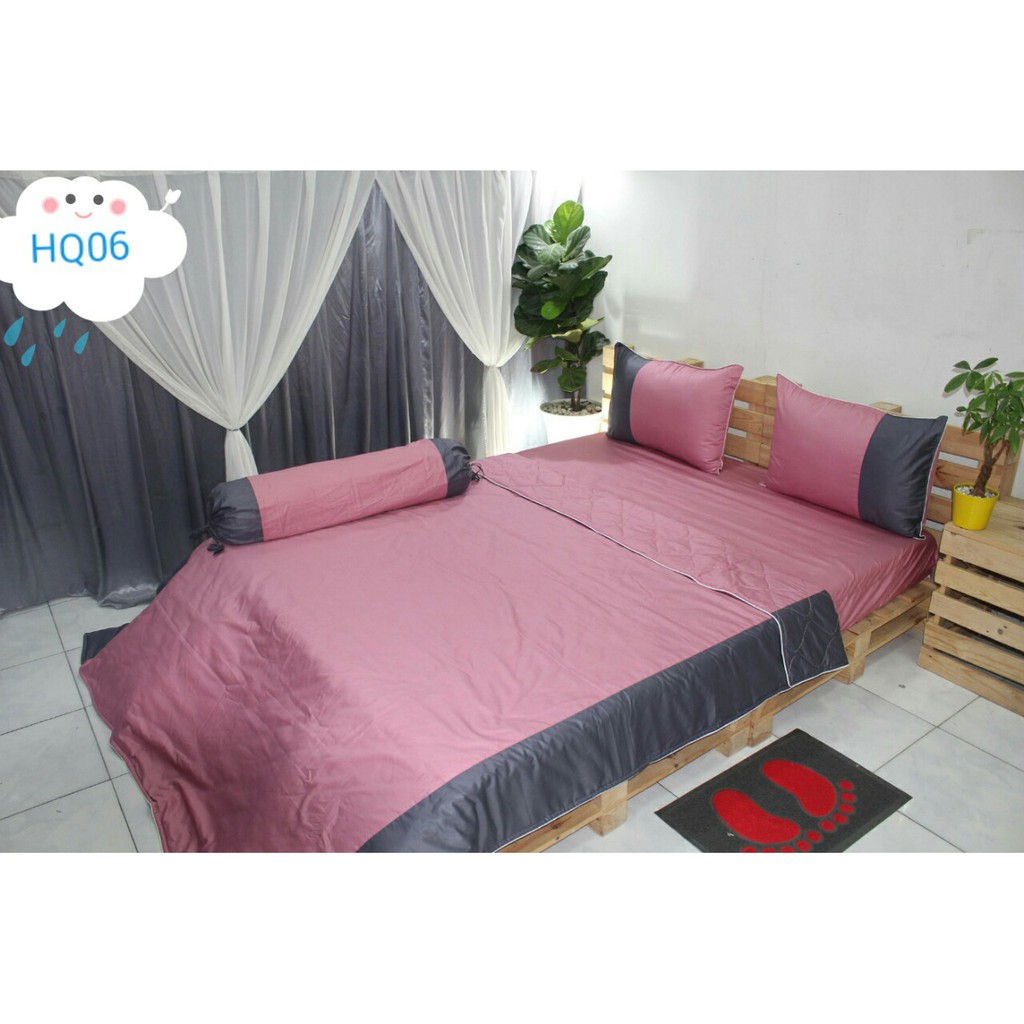 Bộ Drap KHA LY -  Cotton Sattin Hàn Quốc Cao Cấp - Màu Trơn HỒNG ĐẬU - HQ06