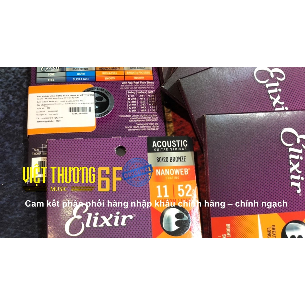 Bộ dây đàn guitar thùng  nhập khẩu chính hãng Elixir