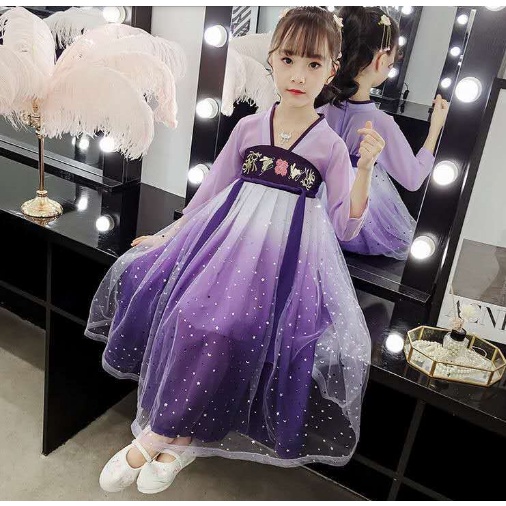 Đầm Công Chúa Rớt Vai Chất Liệu Chiffon Cho Bé Gáiy520.Vn