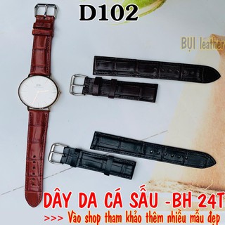 Dây đồng hồ da cá sấu-Da thật,loại đốt tre cao cấp D102- BH24tháng[Tặng tool tháo;chốt;khóa,CÓ VIDEO]