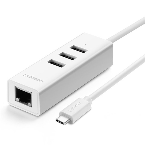 Cáp USB Type C ra 3 cổng USB 2.0 hỗ trợ Lan 10/100Mbps chính hãng Ugreen UG-20792