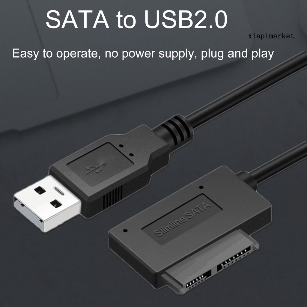 LOP_Mini Portable USB 2.0 High Speed Converter Cable Cord for 6p+7p SATA Notebook Second-generation Optical Drive