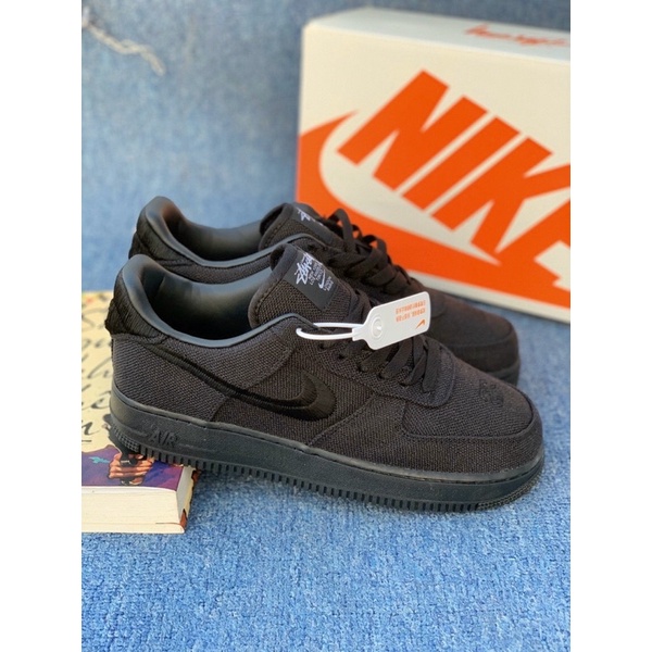 GIÀY THỂ THAO AF1 STUSY FULL BLACK VẢI LAI AU