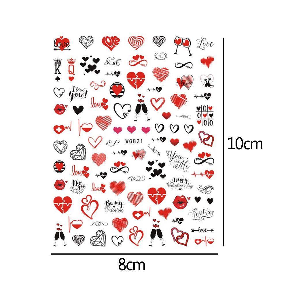 .Miếng Dán Trang Trí Móng Tay Tự Dính Họa Tiết Trái Tim Lãng Mạn