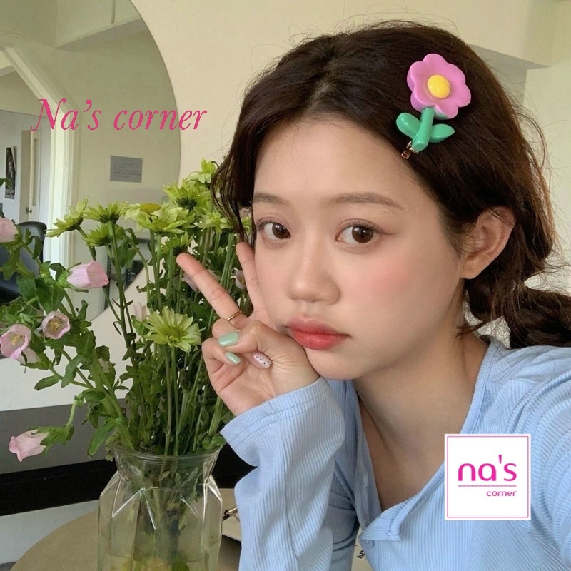 Kẹp tóc mỏ vịt hình bông hoa 3D dễ thương phong cách Hàn quốc màu sắc sinh động