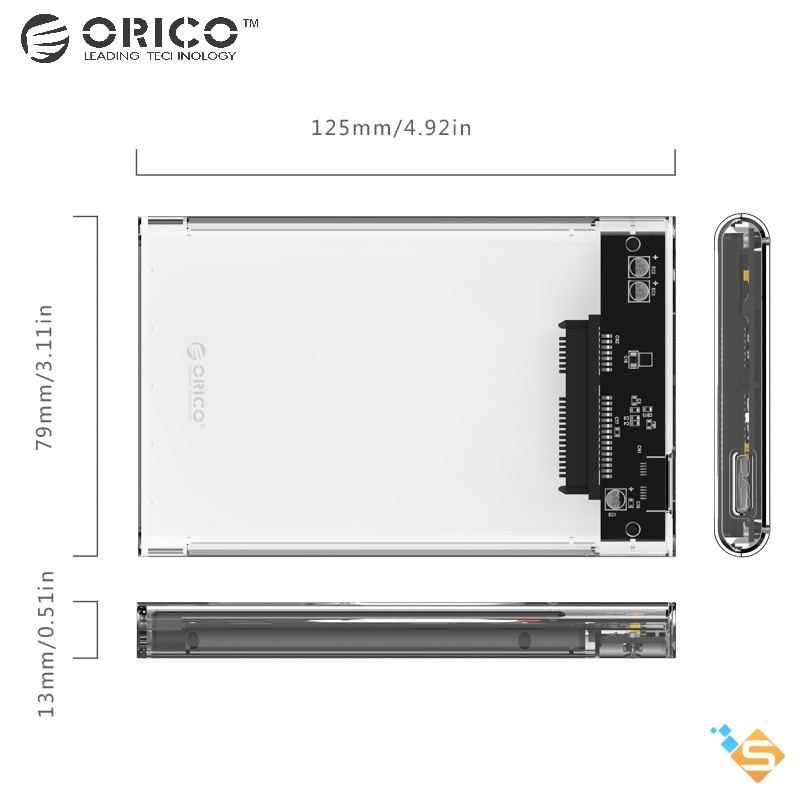 Hộp Đựng Ổ Cứng ORICO SATA 3 HDD SSD 2.5" 4TB 2139U3 USB 3.0 Hỗ Trợ 2/4TB 5Gbps Trong Suốt