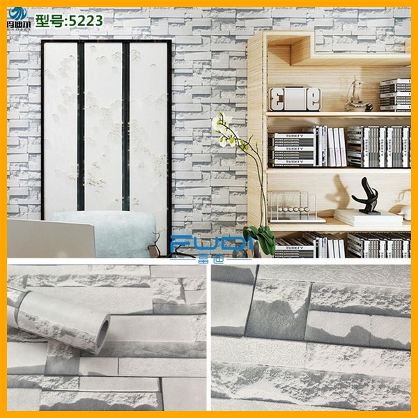 10m giấy dán tường sẵn keo đá ghi xám khổ rộng 45cm 5223