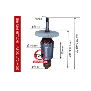 Rotor rô to máy mài hitachi - jason 1t2, ruột mài htc - js 125, rô máy cắt 1t2