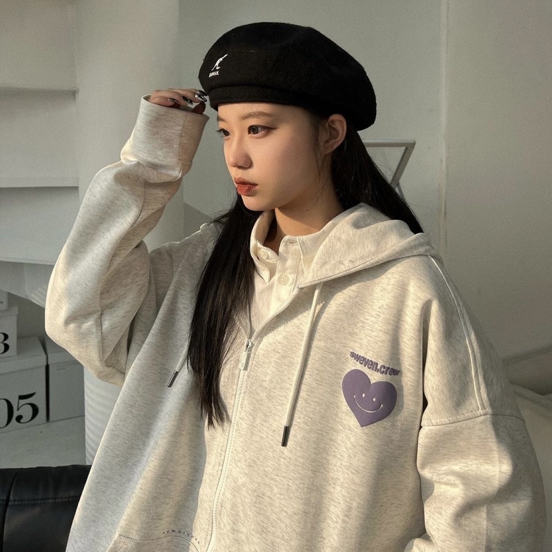 Áo Khoác Nỉ Bông SWENVEN Hoodie Zip form rộng Unisex Nam Nữ