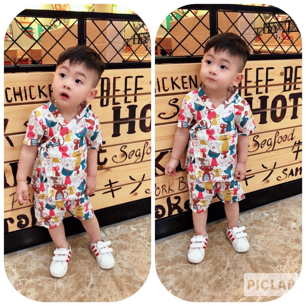 (Chọn mẫu) Bộ quần áo yukata vải Kate lụa qate63 cho bé trai/bé gái