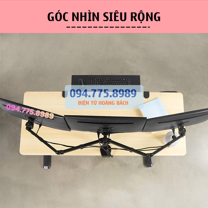 M083 / #Giá Treo 3 Màn Hình Nằm Ngang ErgoTek E83 Cao Cấp 17 - 27 Inch / Tải Trọng 8Kg - Lắp Đặt Kẹp Bàn - Xoay 360 Độ