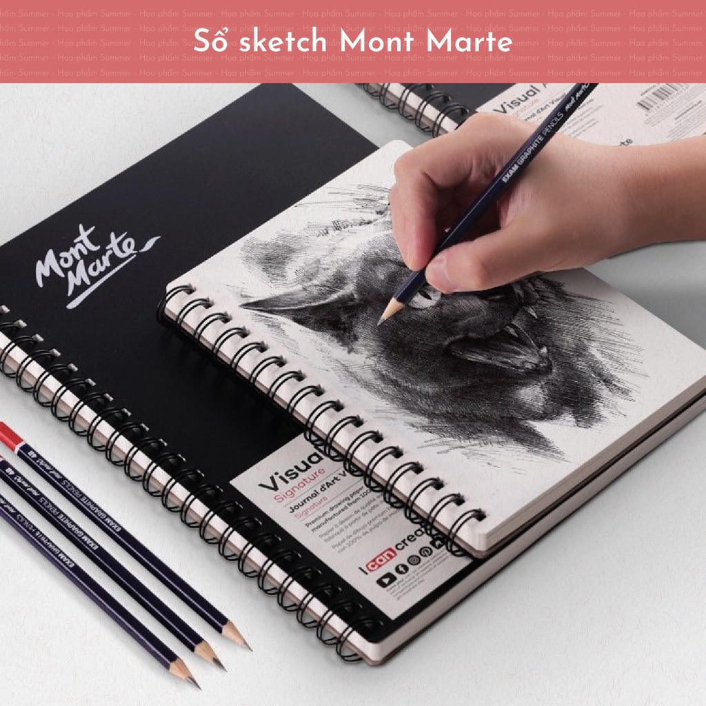 Sổ lò xo bìa nhựa Mont Marte Visual Art Diary - 110gsm - A3/A4/A5/A6 - 120 tờ