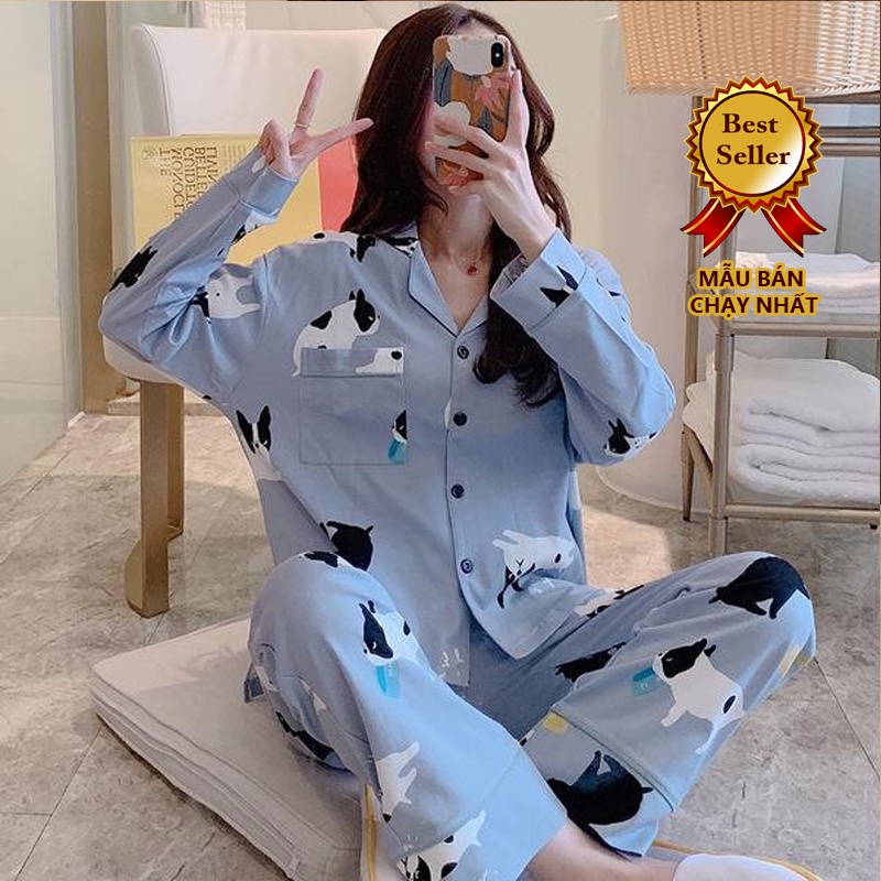 Đồ Bộ Nữ Pijama Tay Dài Quần Dài Cao Cấp Chất Dày Ấm TD02