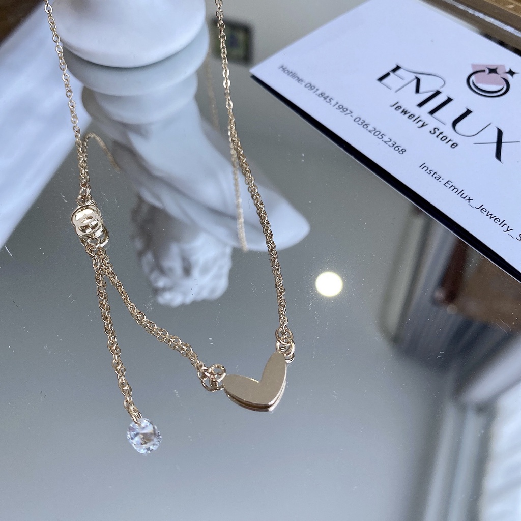 Dây chuyền nữ hình trái tim chất liệu bạc S925 cao cấp Emlux Jewelry Store