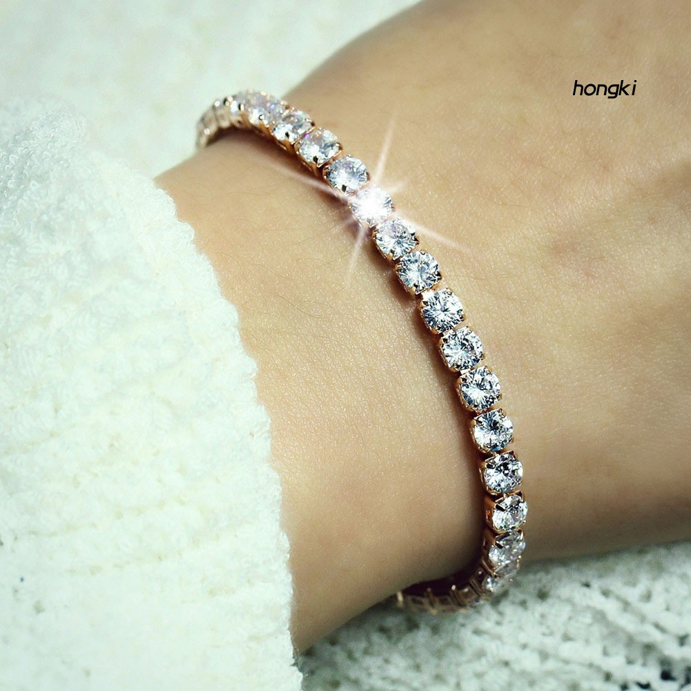 Vòng đeo tay đính đá zircon nhân tạo lấp lánh thời trang cho nữ