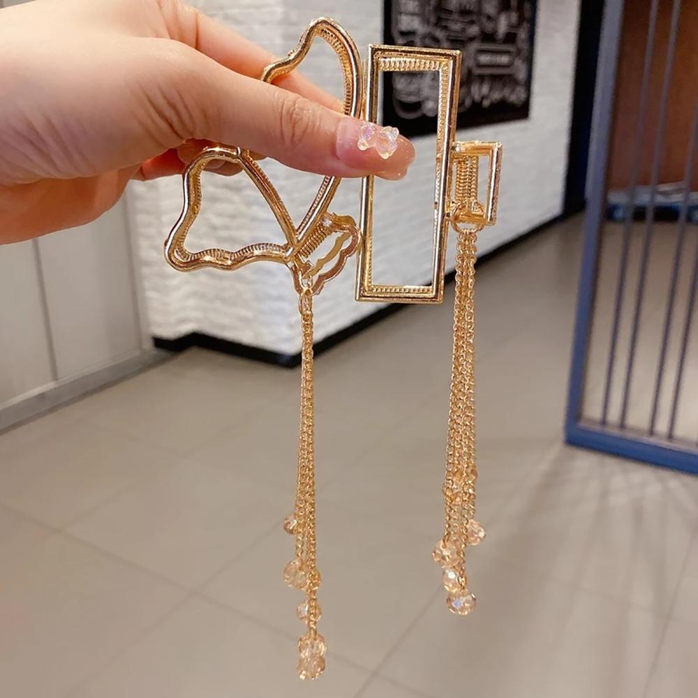 Kẹp Tóc Hình Bướm Lấp Lánh Phong Cách Vintage Thanh Lịch Cho Nữ|Kẹp Tóc Tua Rua Chất Liệu Hợp Kim