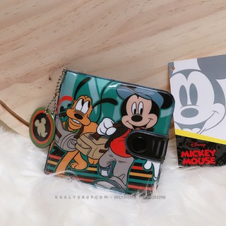 Bóp ví tiền ngang 2 mặt hình chuột Mickey Mouse sọc màu cho bé trai (Thái Lan) - 120NMKNG0006 - (9.5x1x9cm)