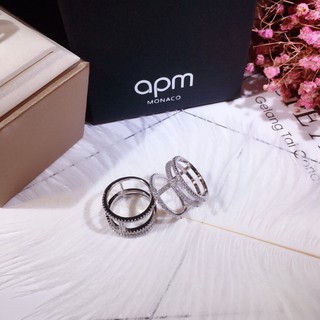 APM classic three-row king diamond ring S925 pure silver micro set high carbon diamond code points 678