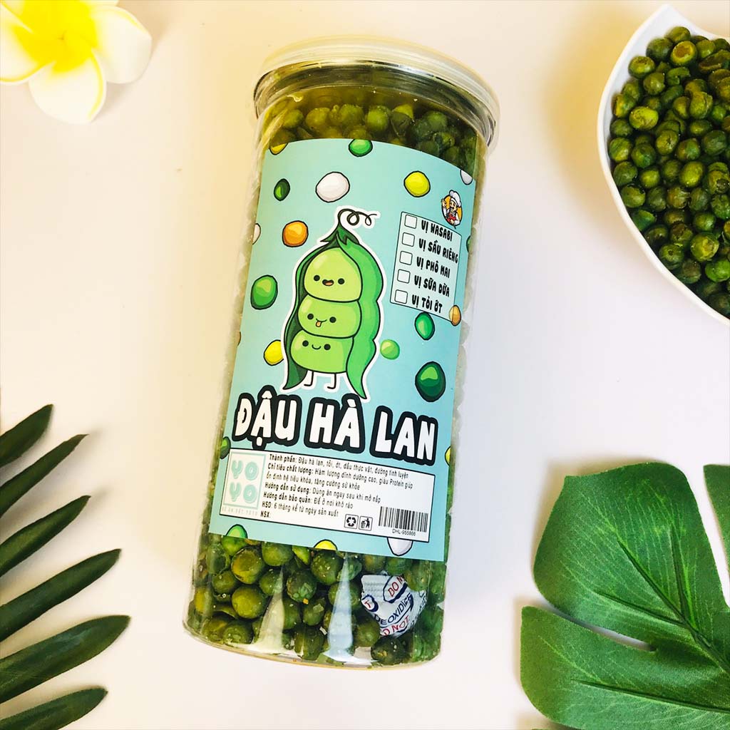 Đậu Hà Lan tỏi ớt hũ 450g đồ ăn vặt YOYO