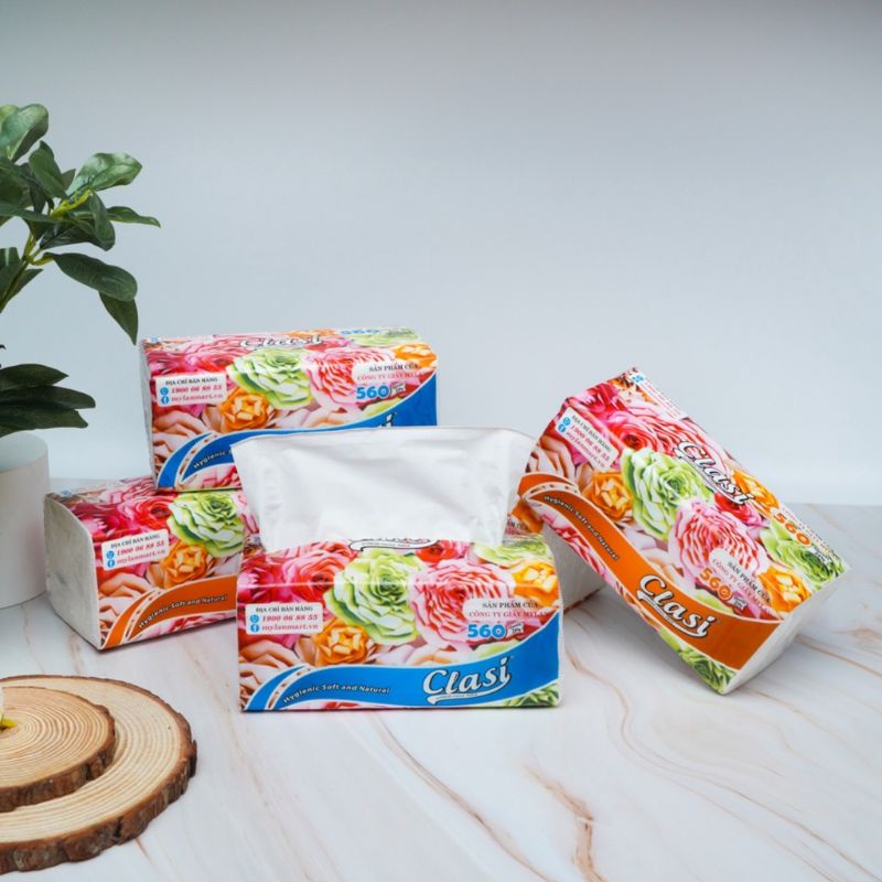 Giấy Clasi Hoa Hồng 3 lớp MYLAN [ TÚI 4 GÓI]