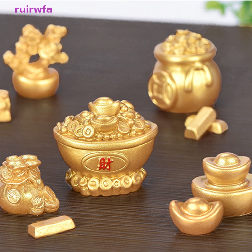 Ruirwfa Phụ Kiện Resin Thủ Công Màu Vàng Đồng Hình Cây Bầu Năm Mới DIY