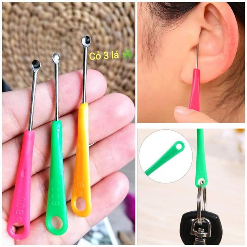 1 cây lấy ráy tai NGẮN mini 6.5cm có lỗ gắn móc khóa cán nhựa MÀU NGẪU NHIÊN