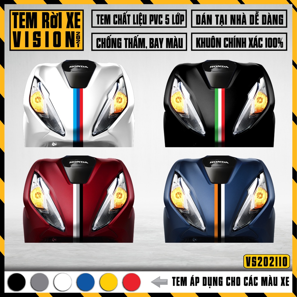 Tem Rời Xe Vision 2015 - 2022 Mẫu HP4 | VS10 | Decal Dán Xe Chống Nước, Bền Màu, Phù Hợp Xe Màu Đen, Đỏ, Trắng, Xanh